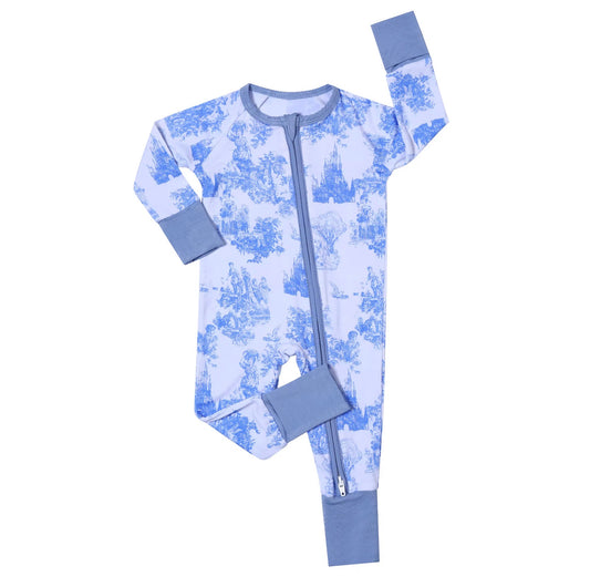 Blue Castle Toile Convertible Romper